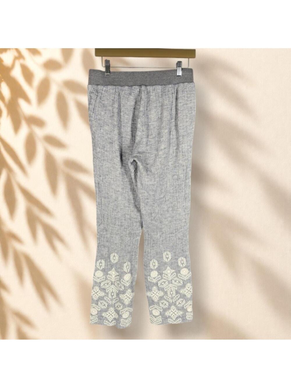 Unbranded Pants Women S Small Gray Geometric Embroidered Mid Rise Straight - Picture 2 of 7